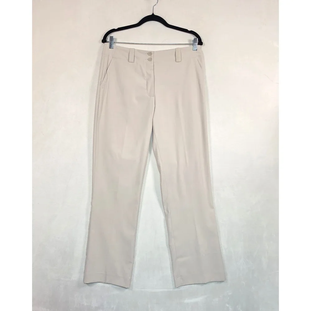 Nike Dri-FIT Tech Long Golf Pants Womens 8 Beige Stretch Golf Performance Preppy